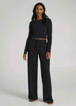 Mid-Rise Waffle Wide-Leg Pants for Tall Women
