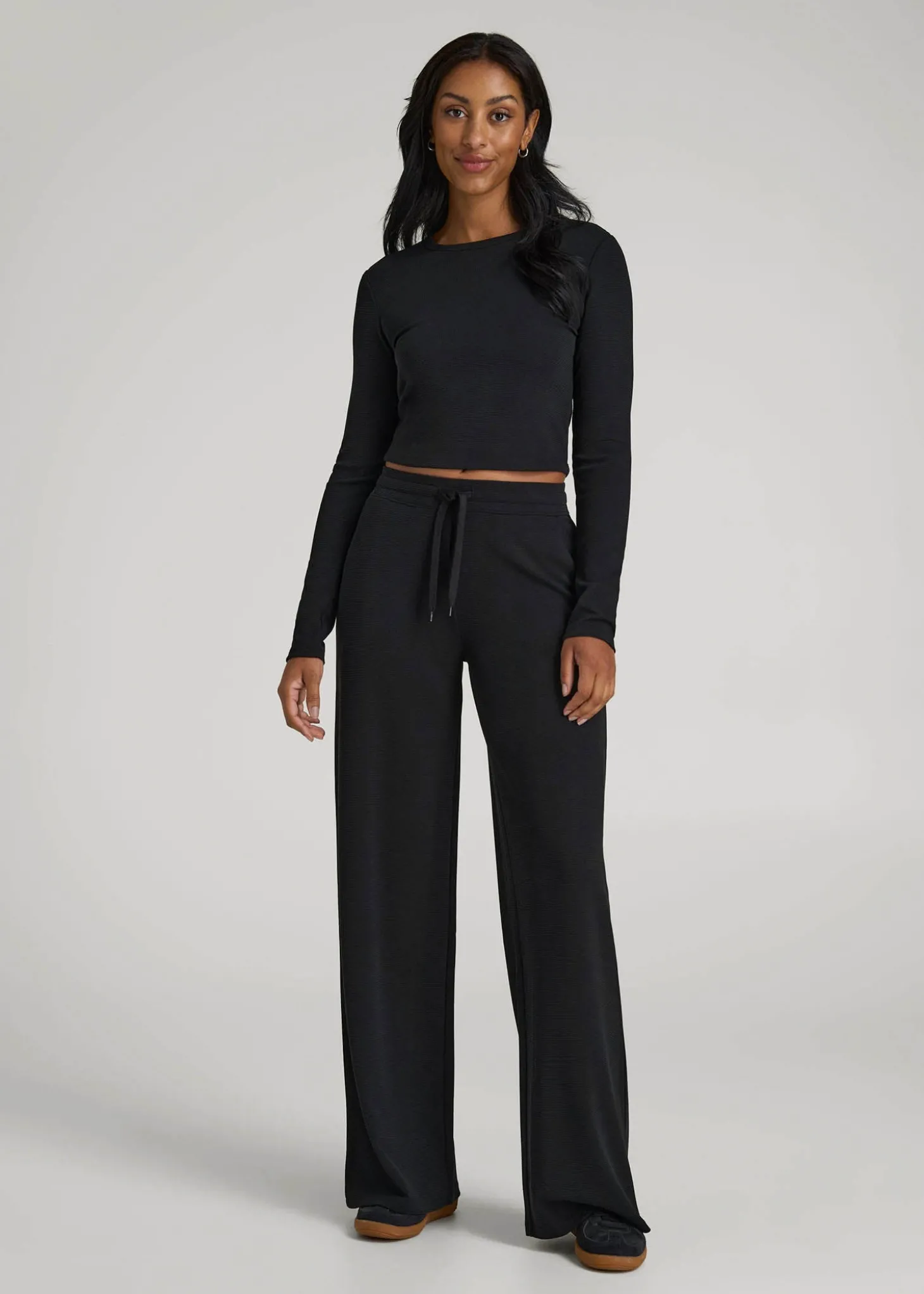 Mid-Rise Waffle Wide-Leg Pants for Tall Women