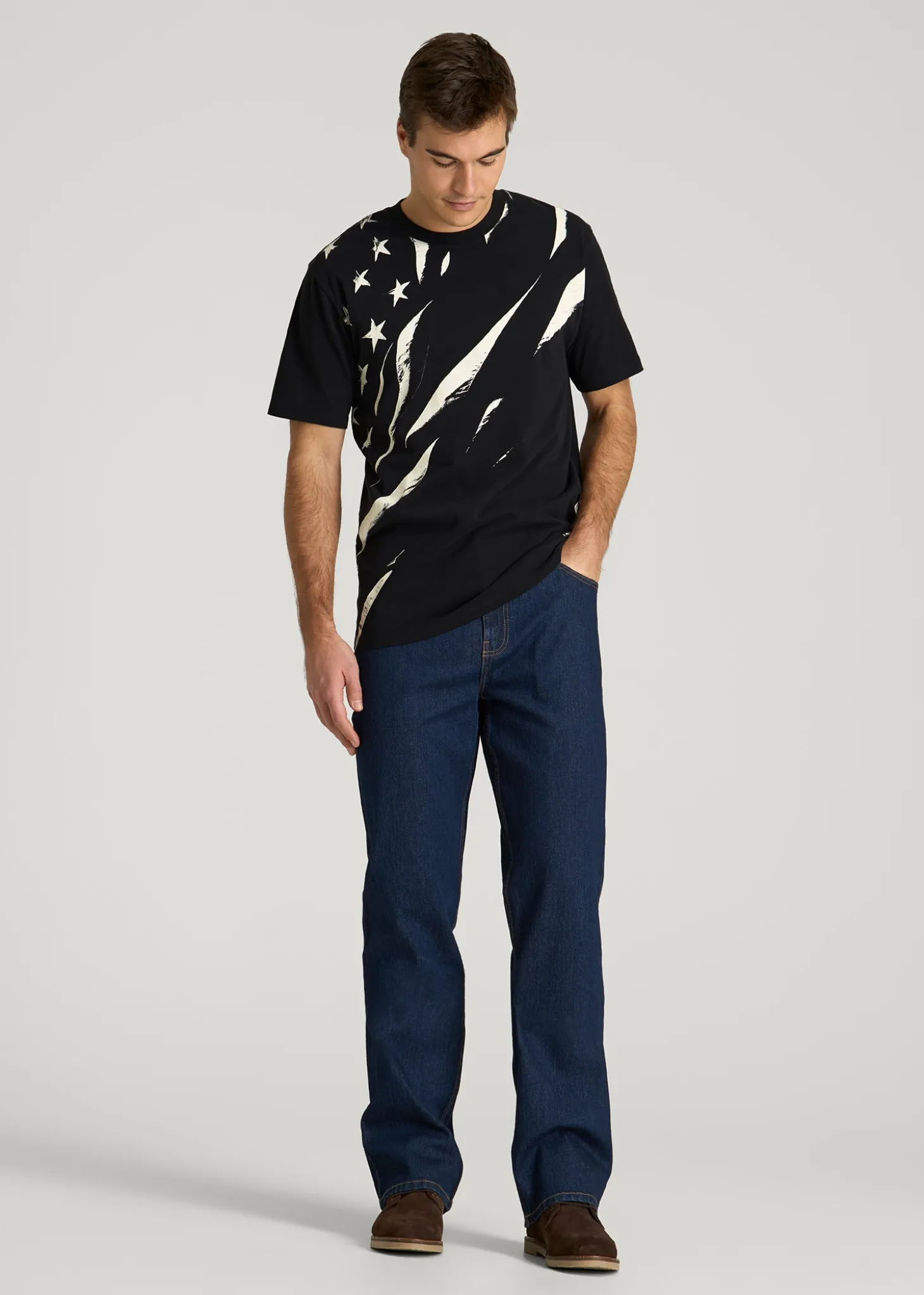 Monochrome Flag Graphic Tee for Tall Men