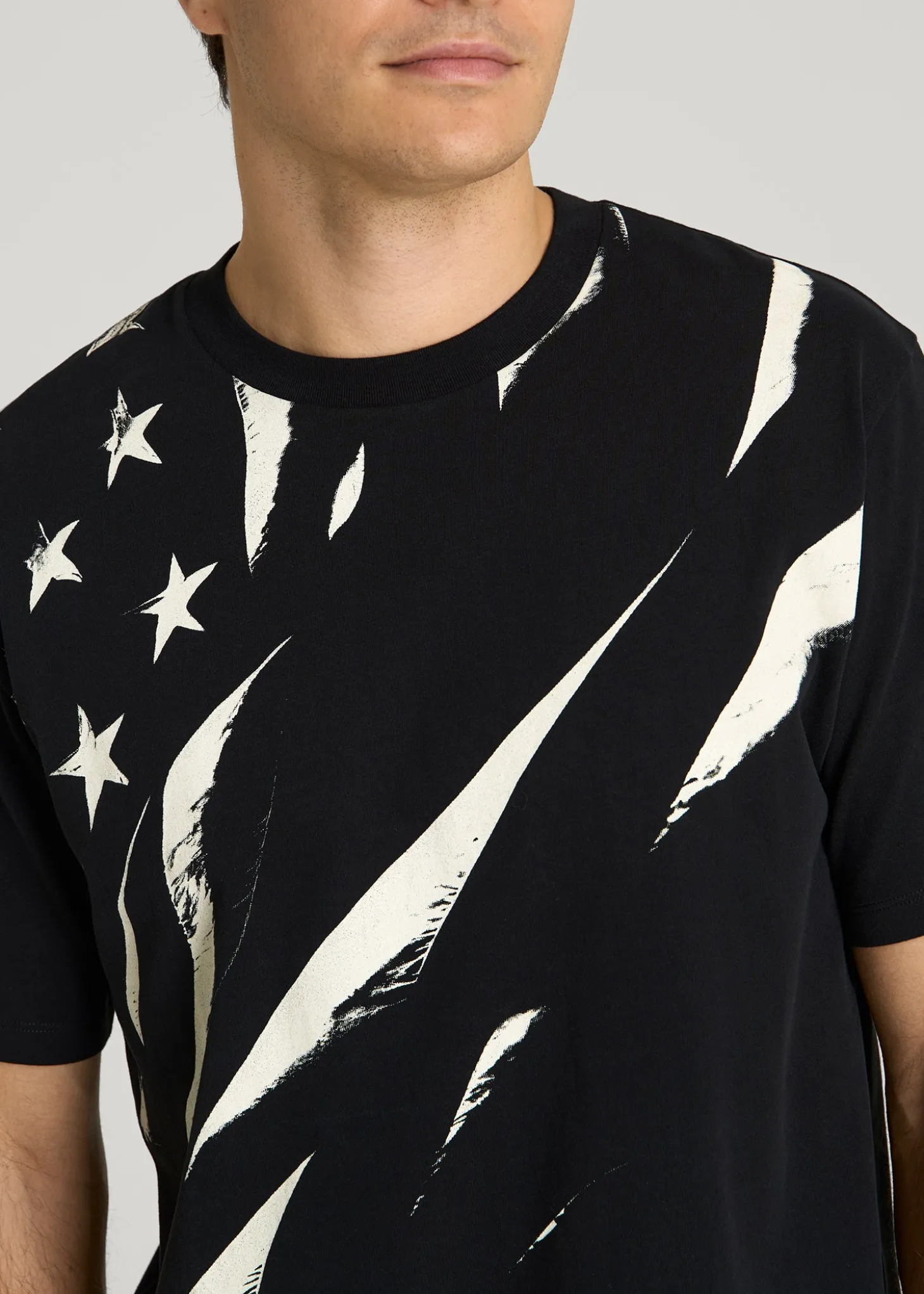 Monochrome Flag Graphic Tee for Tall Men