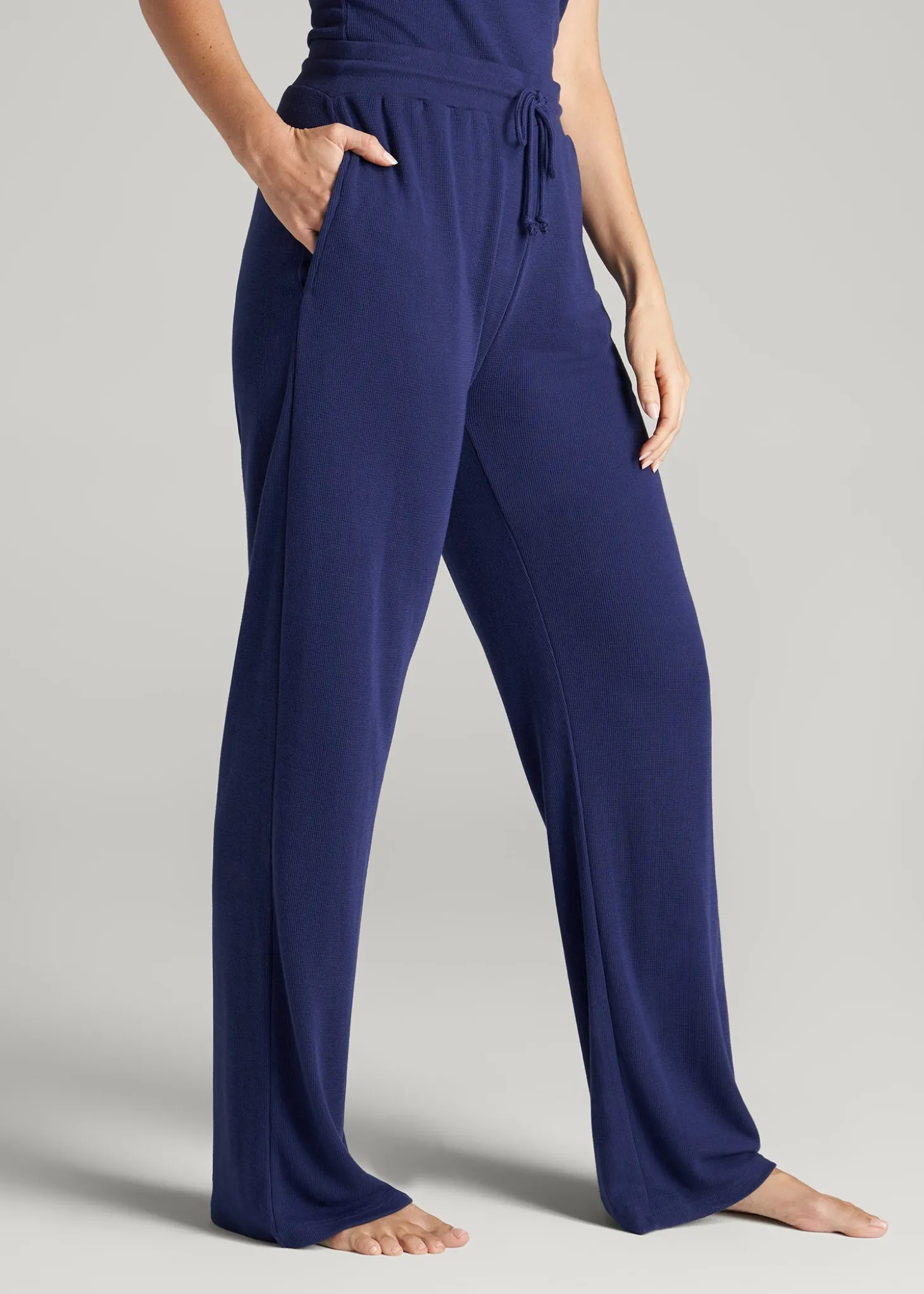 Open-Bottom Waffle Lounge Pants for Tall Women