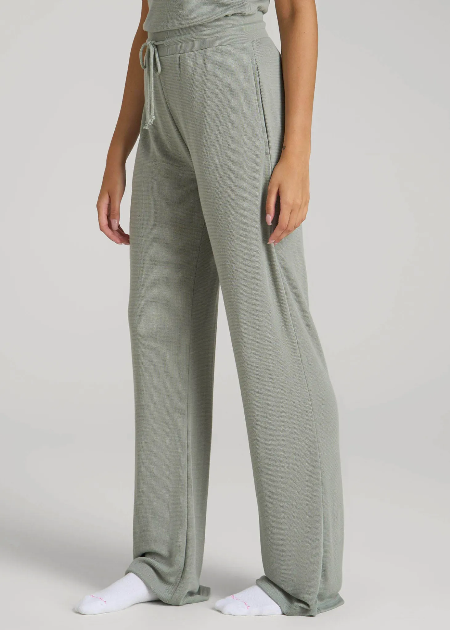 Open-Bottom Waffle Lounge Pants for Tall Women