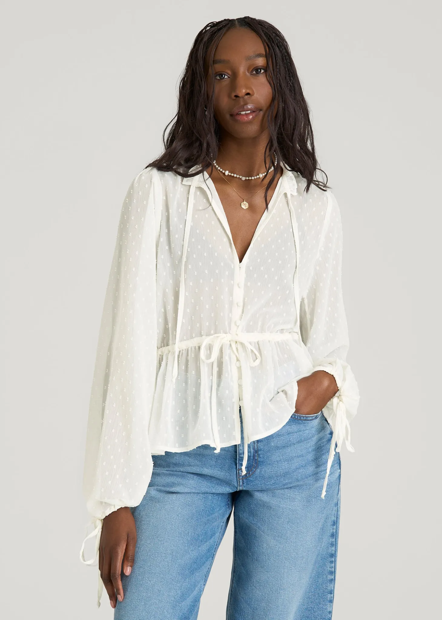 Peasant Chiffon Blouse for Tall Women