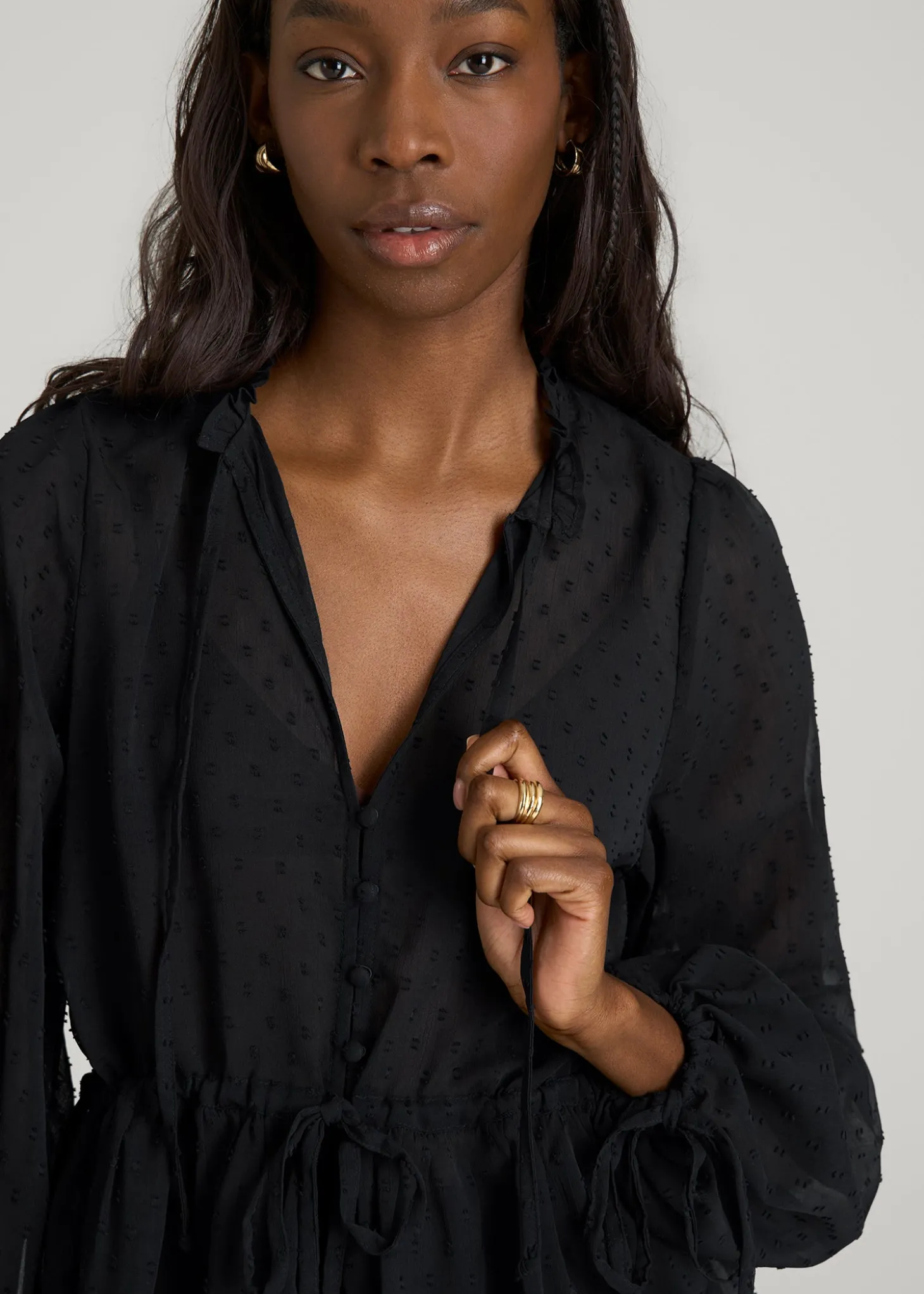Peasant Chiffon Blouse for Tall Women