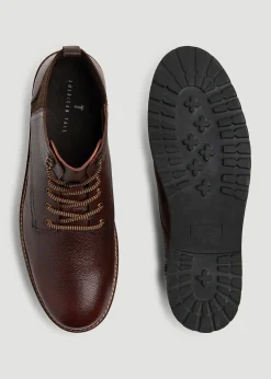 Pebbled Leather Lace-Up Boots for Tall Men