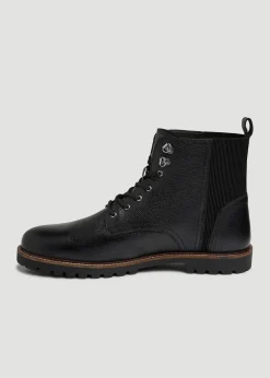 Pebbled Leather Lace-Up Boots for Tall Men