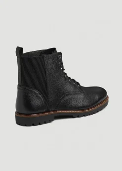 Pebbled Leather Lace-Up Boots for Tall Men