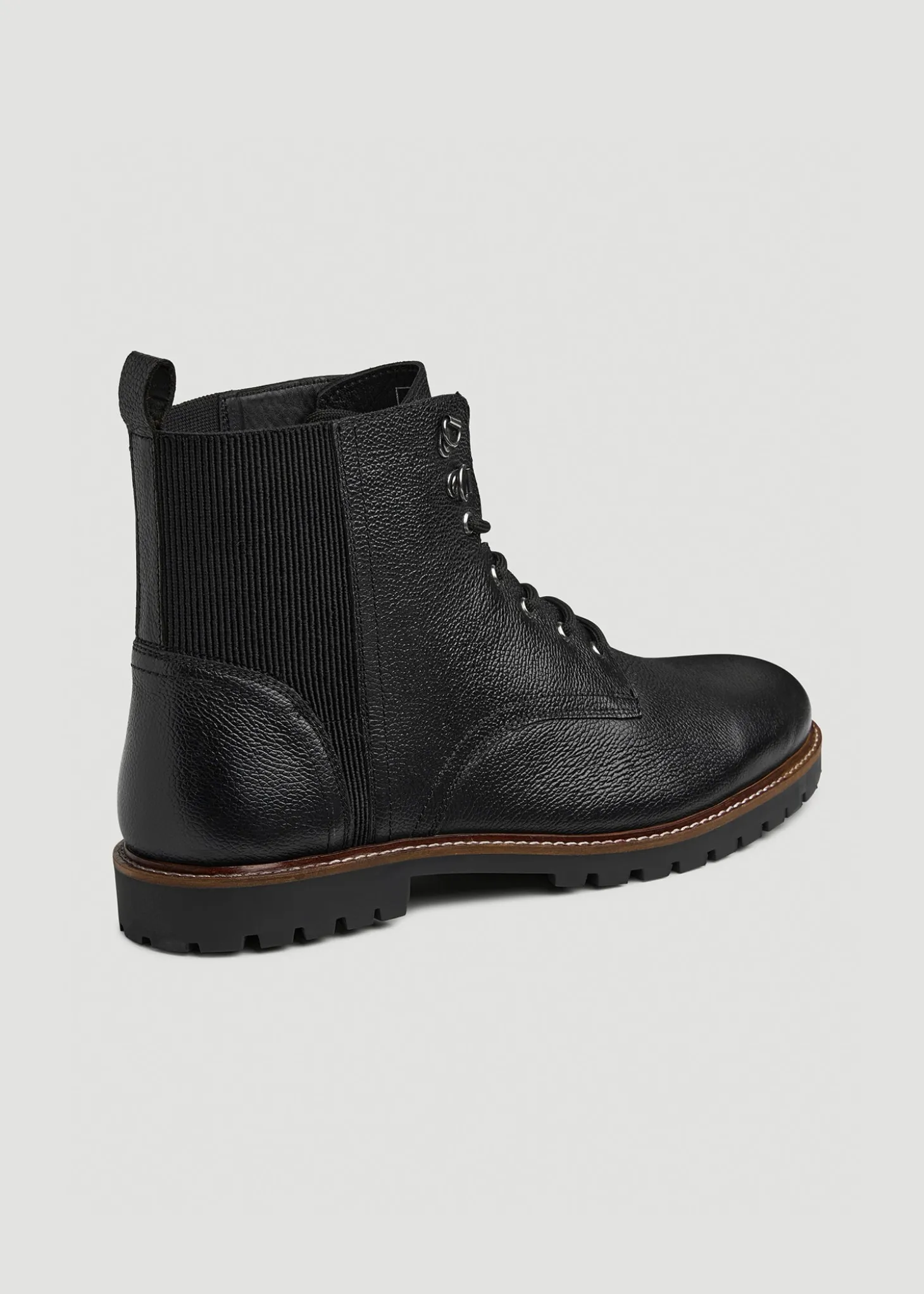 Pebbled Leather Lace-Up Boots for Tall Men