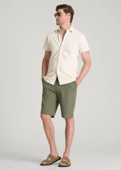 Pique Knit Stretch Short Sleeve Shirt for Tall Men
