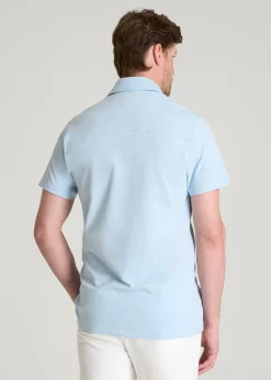 Pique Knit Stretch Short Sleeve Shirt for Tall Men