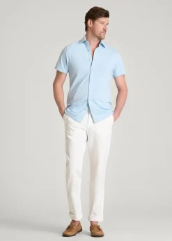 Pique Knit Stretch Short Sleeve Shirt for Tall Men