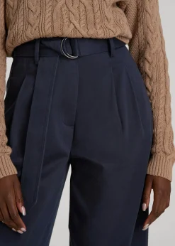 Pleated Wide Leg Chino With Belt for Tall Women