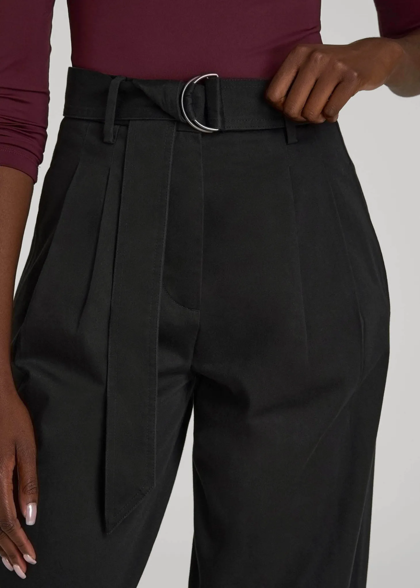 Pleated Wide Leg Chino With Belt for Tall Women