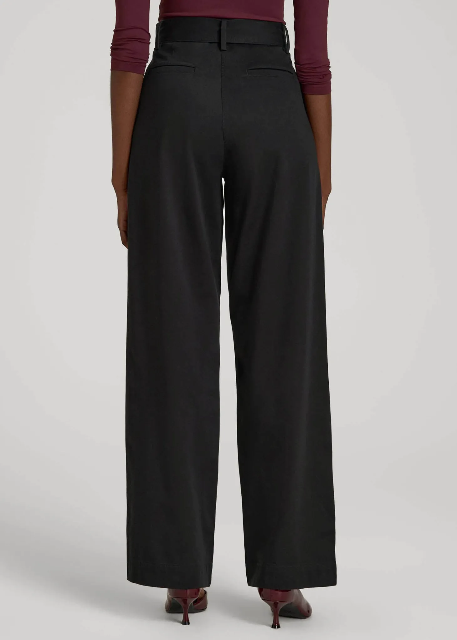 Pleated Wide Leg Chino With Belt for Tall Women