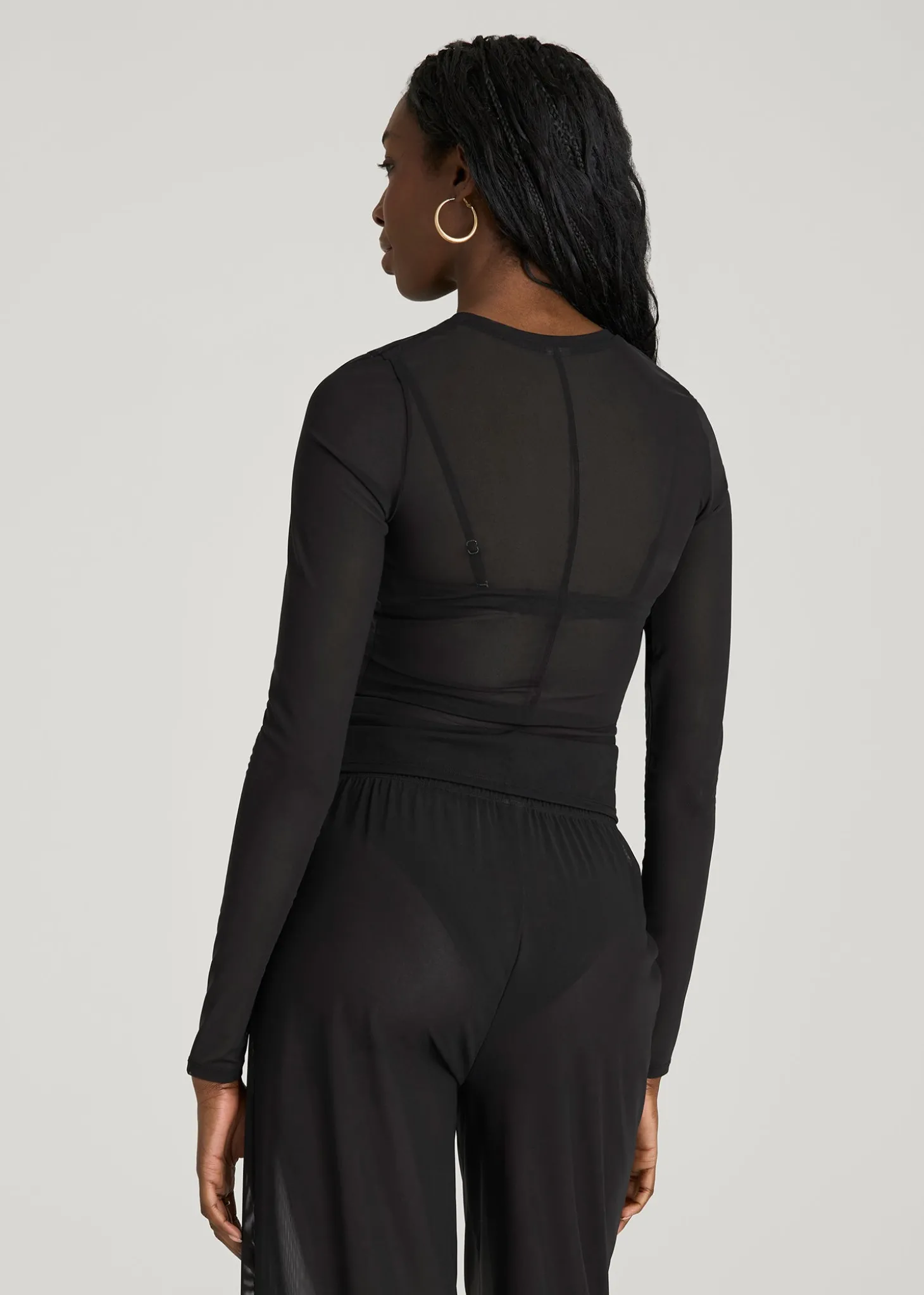 Power Mesh Fitted Long Sleeve Top for Tall Women