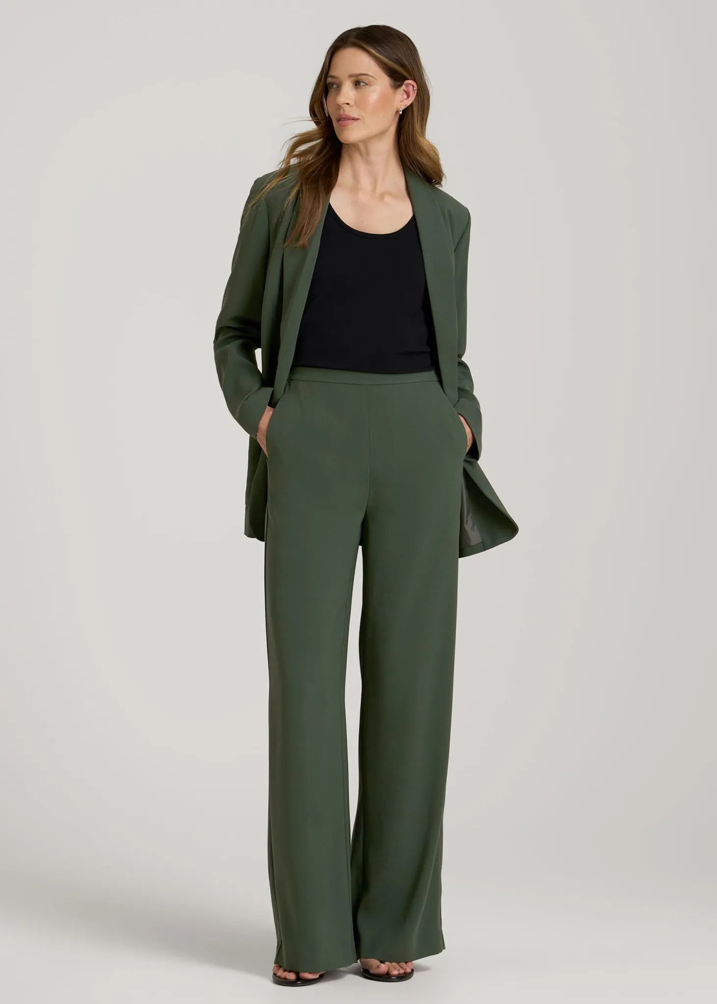 Pull-On Crepe Ultra Wide Pants for Tall Women