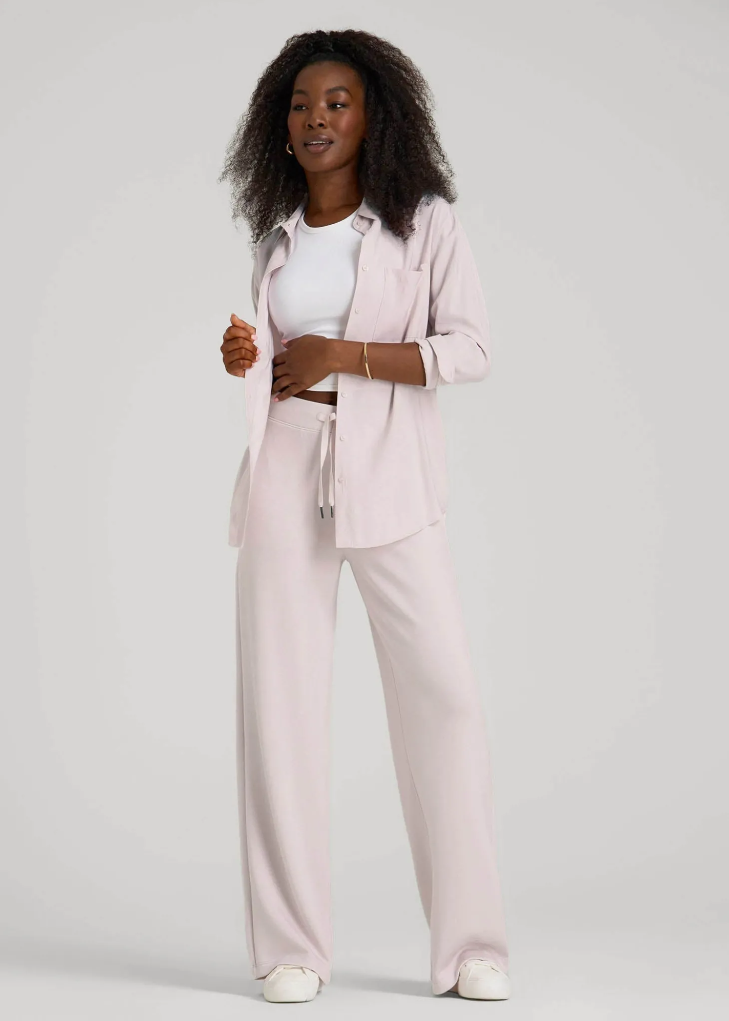 Pull-On Tie Waist Wide Leg Pants for Tall Women