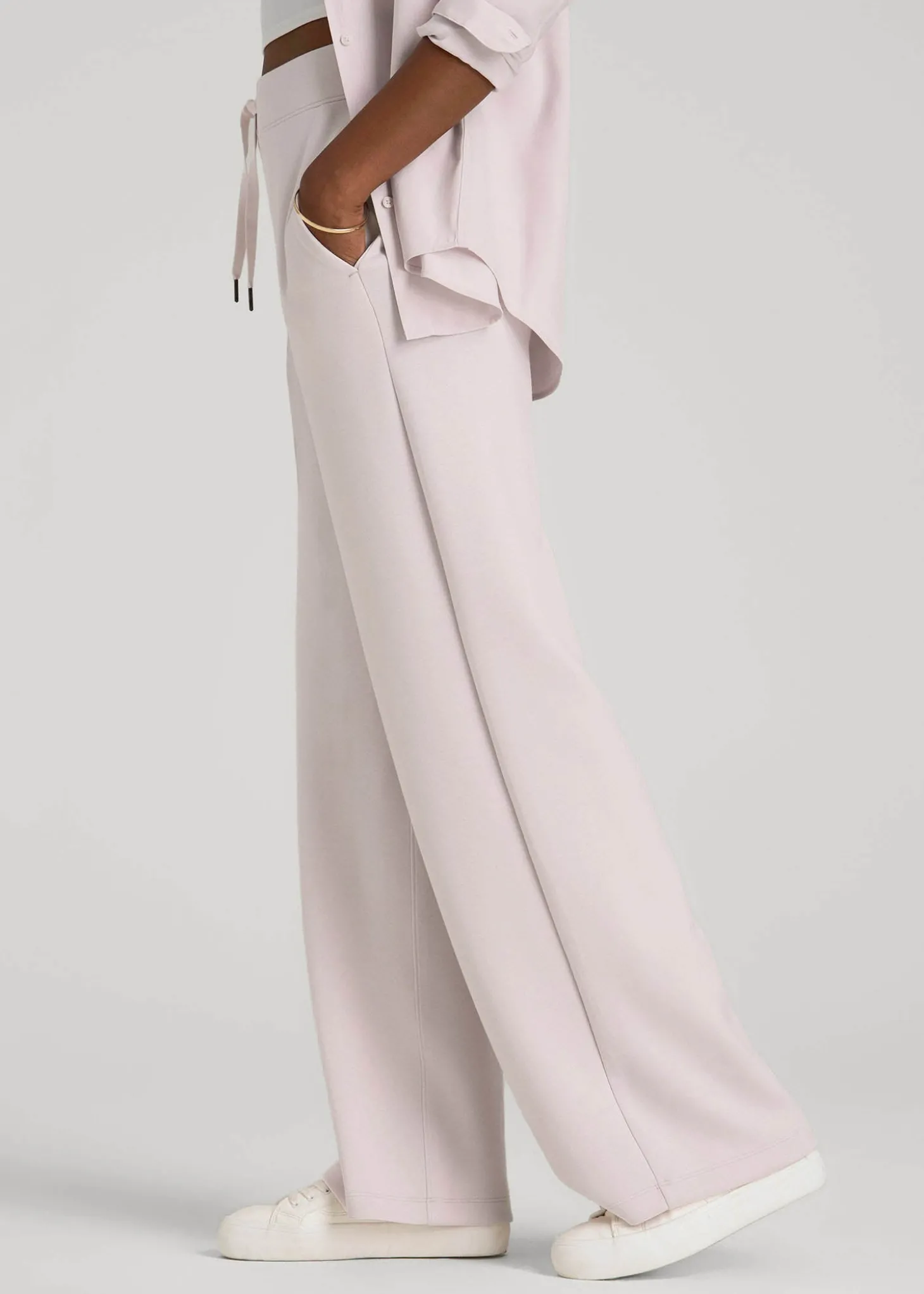 Pull-On Tie Waist Wide Leg Pants for Tall Women