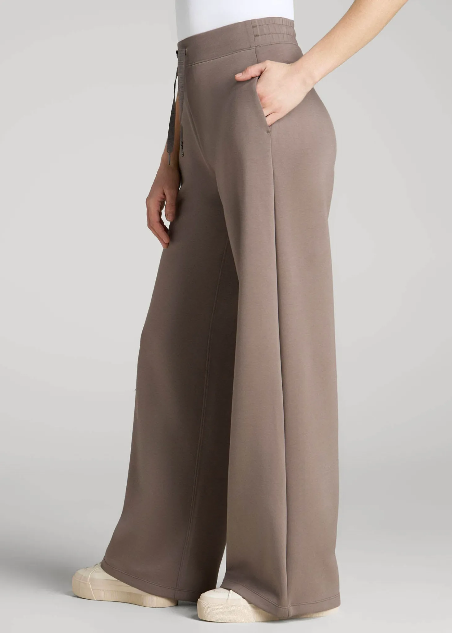 Pull-On Tie Waist Wide Leg Pants for Tall Women