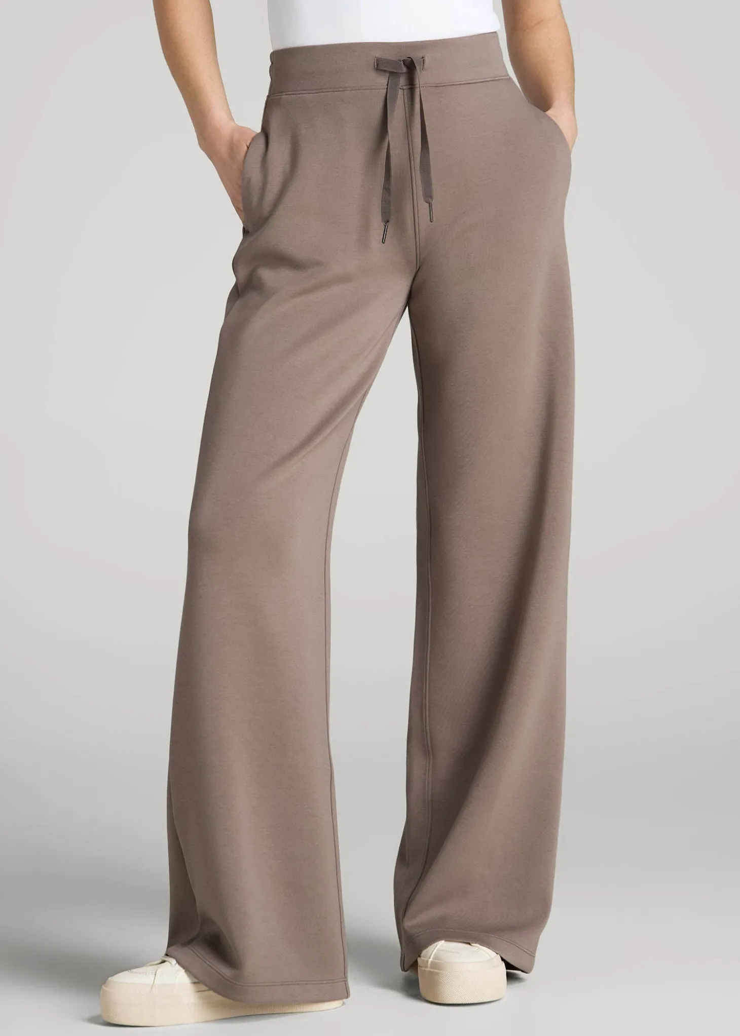 Pull-On Tie Waist Wide Leg Pants for Tall Women