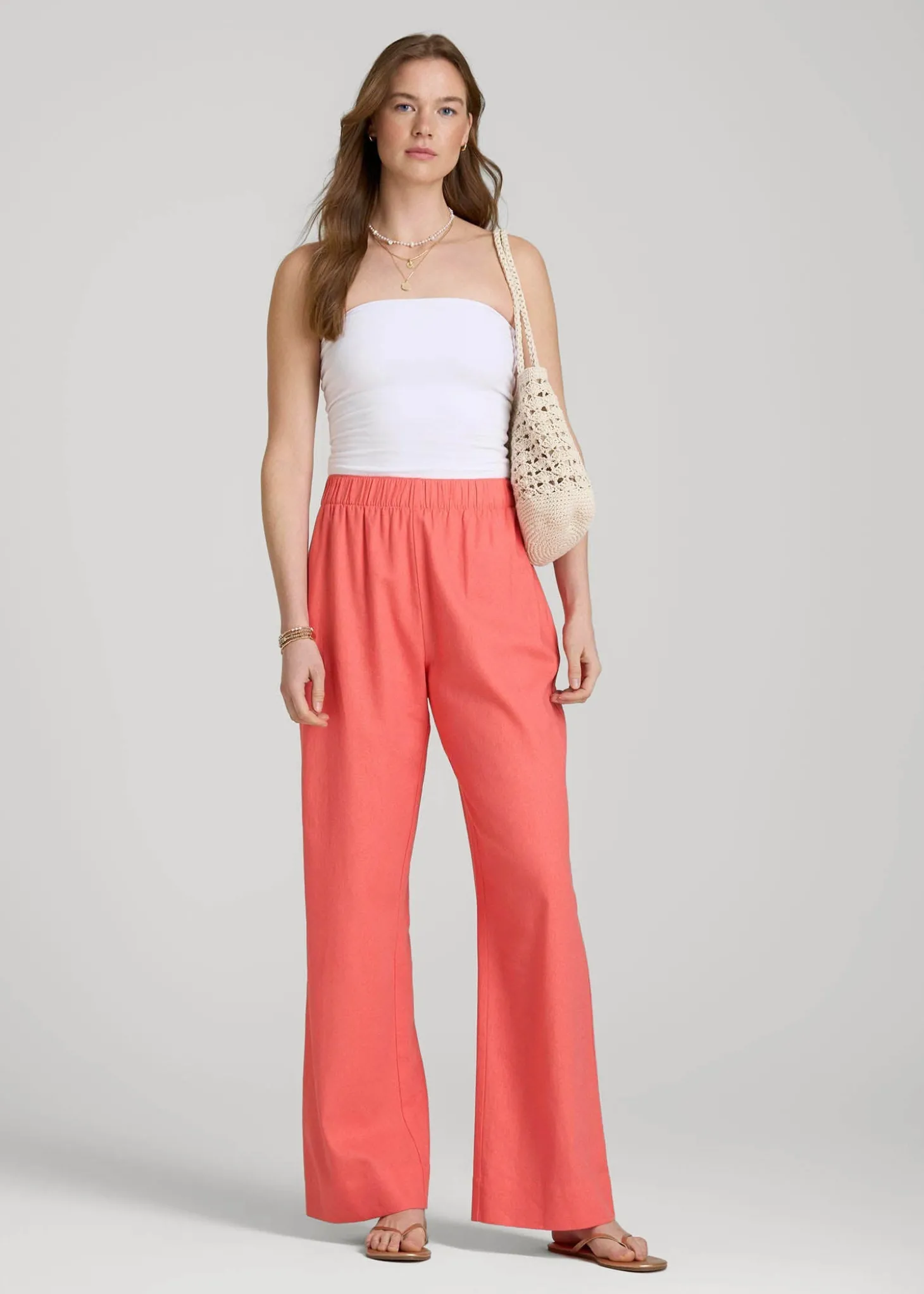 Pull On Wide Leg Linen Pants for Tall Women
