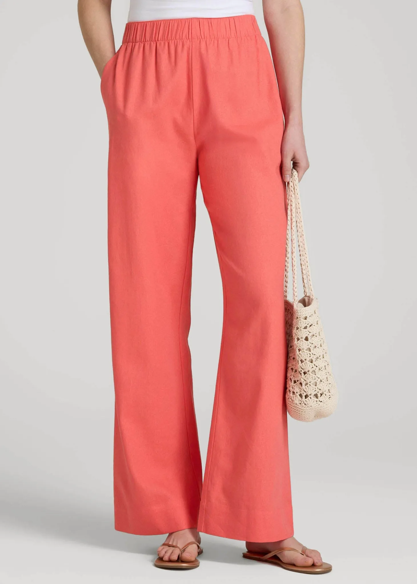 Pull On Wide Leg Linen Pants for Tall Women