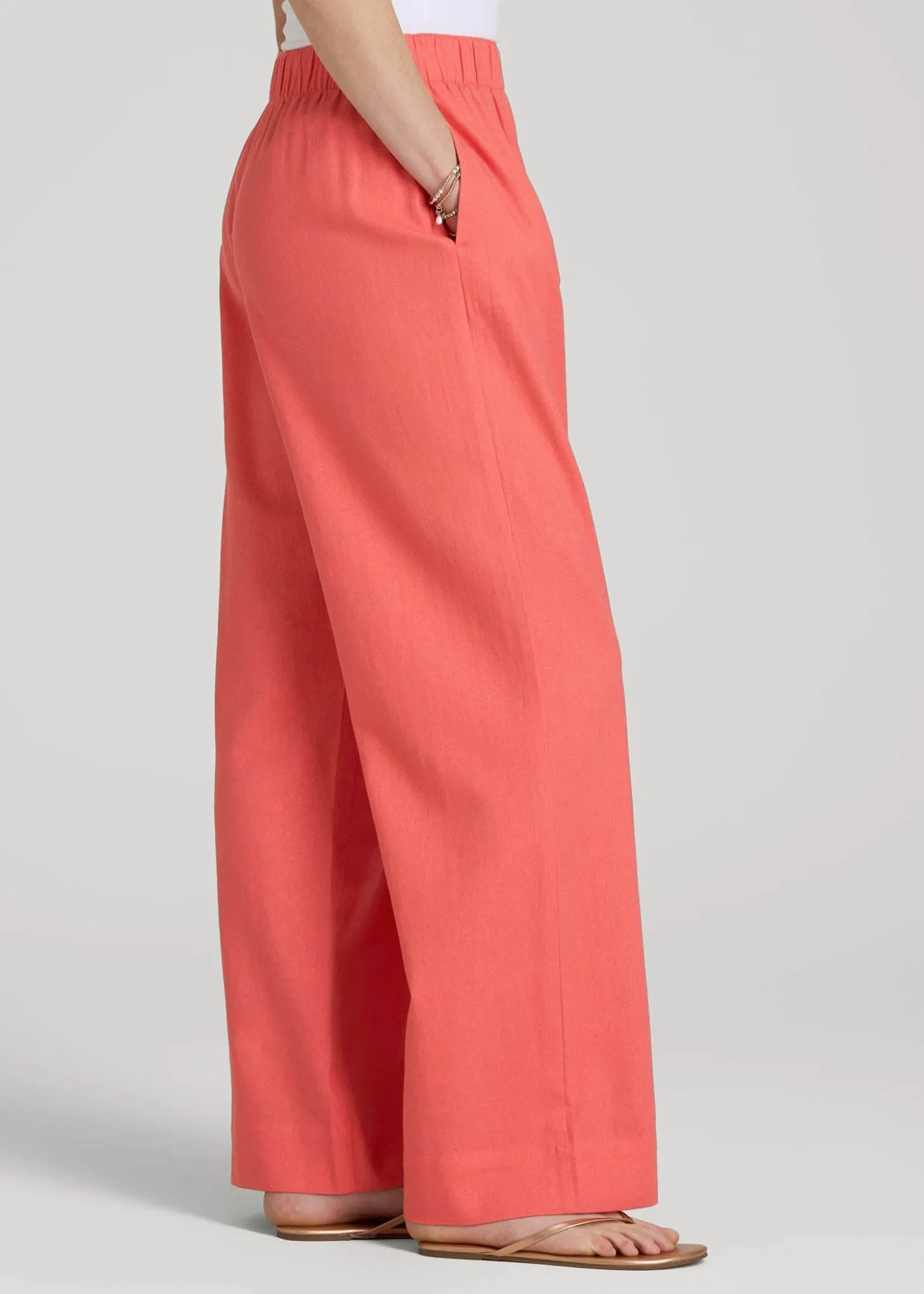 Pull On Wide Leg Linen Pants for Tall Women