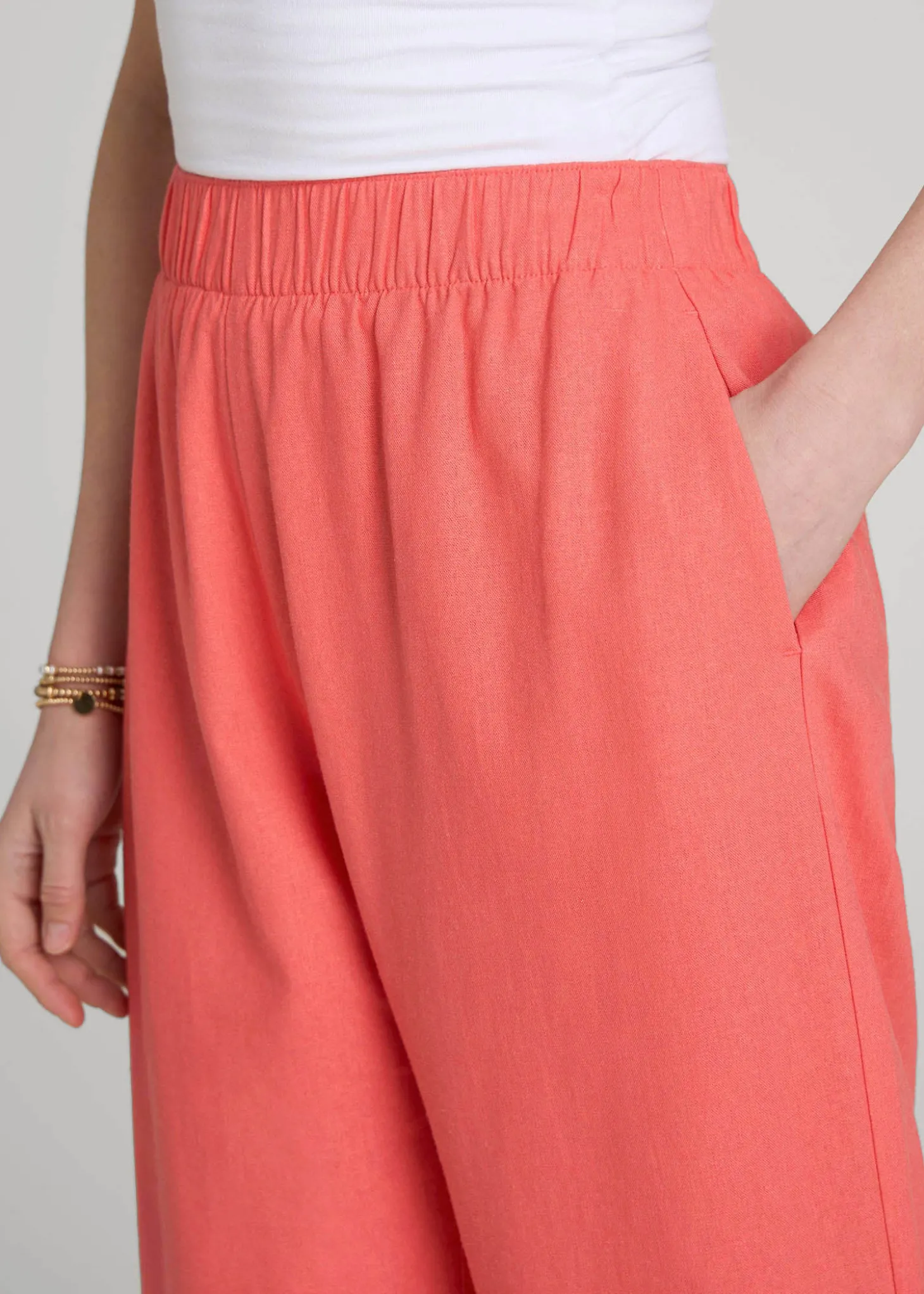 Pull On Wide Leg Linen Pants for Tall Women
