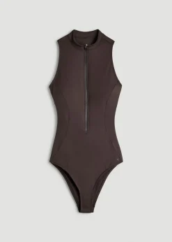 Quarter Zip Cinched One Piece Swimsuit for Tall Women