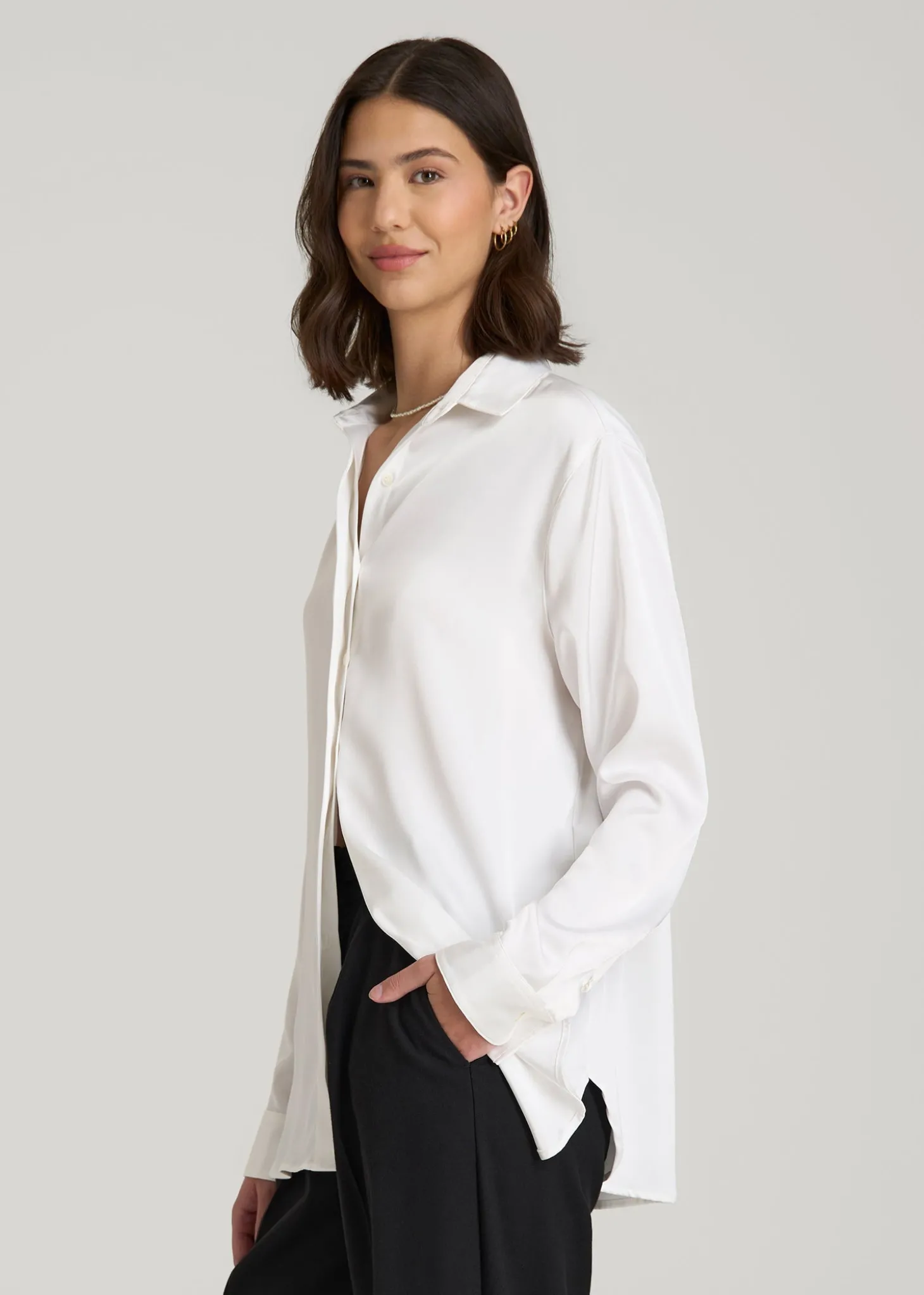 Relaxed Button-Up Blouse for Tall Women