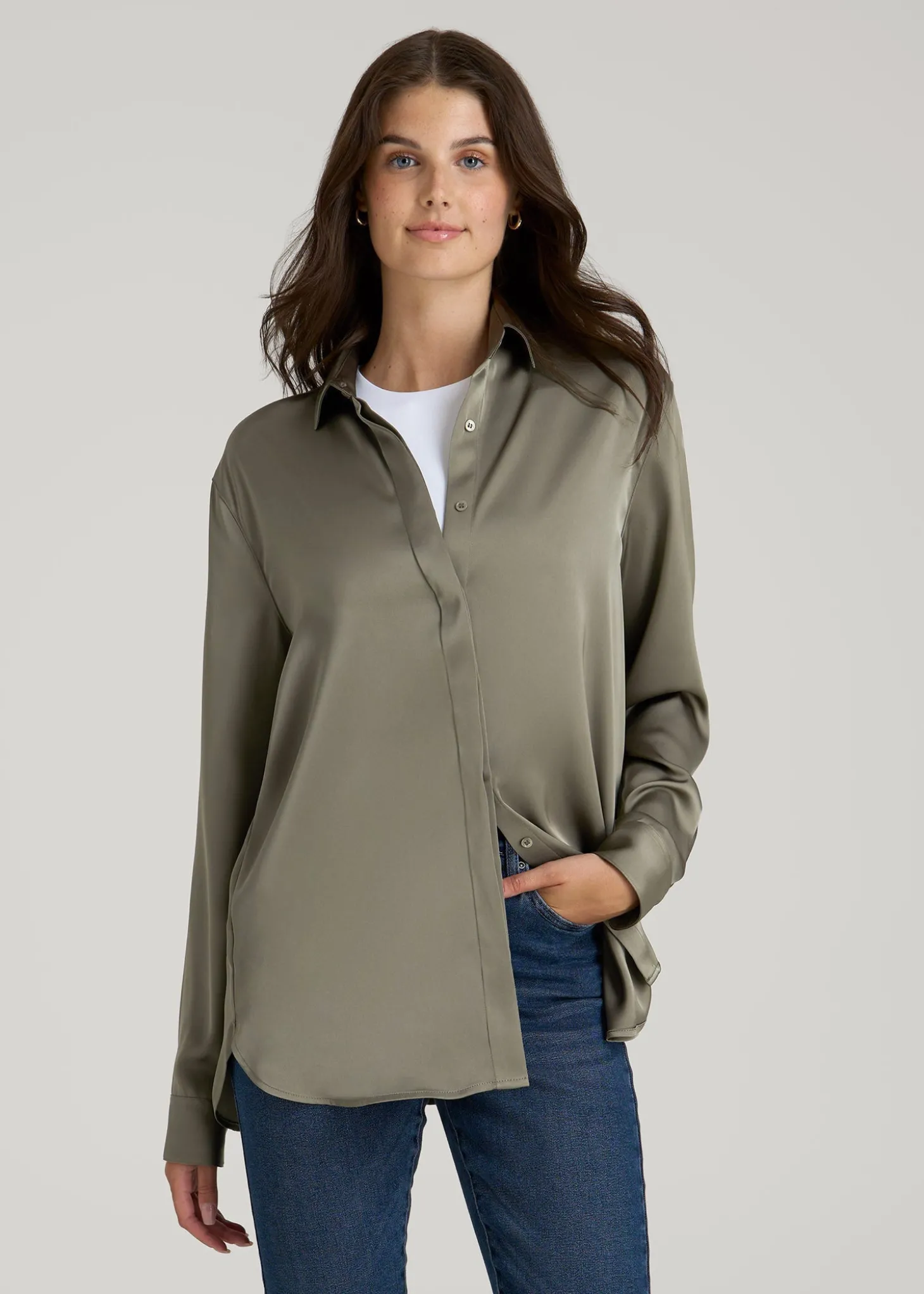 Relaxed Button-Up Blouse for Tall Women