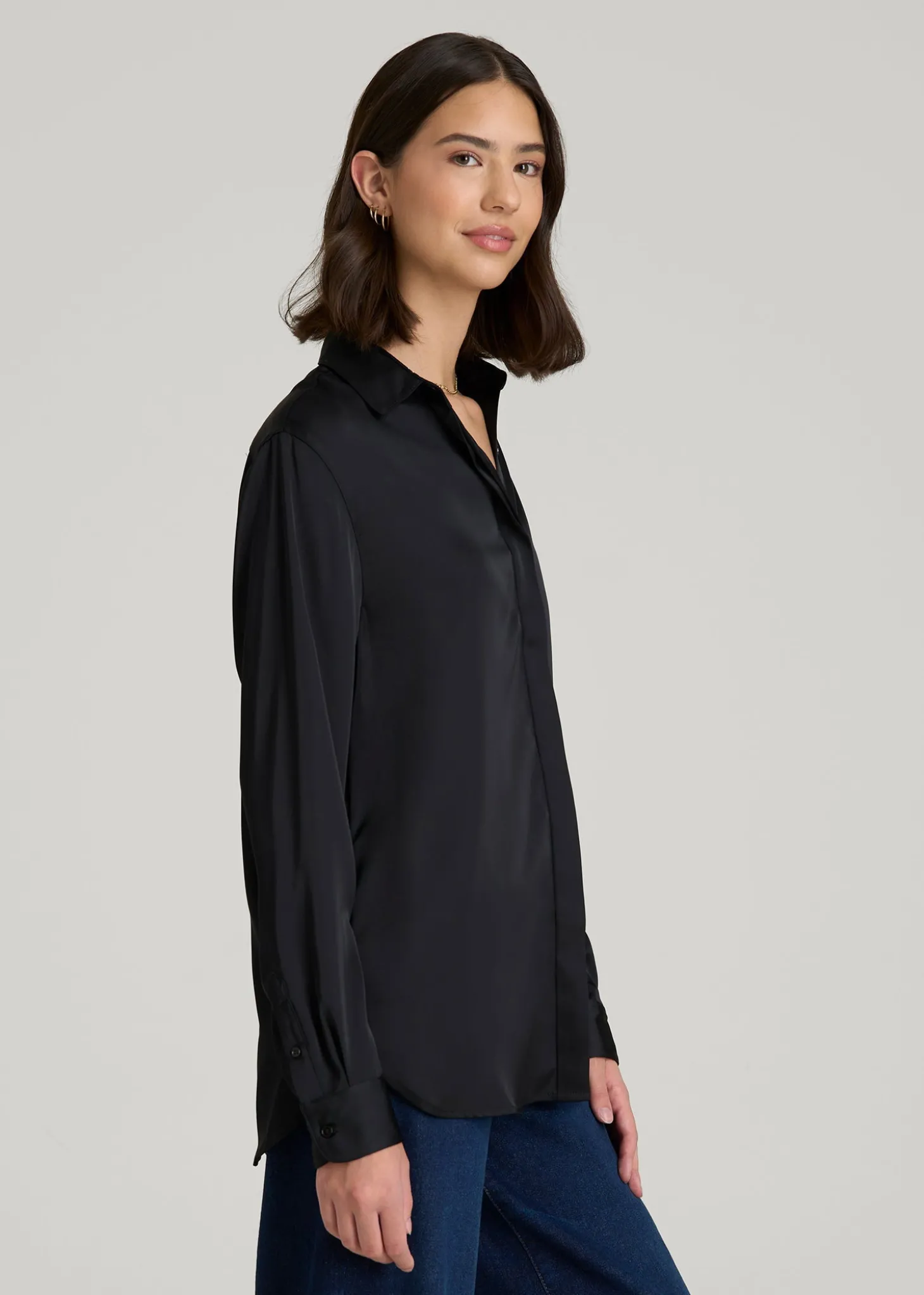 Relaxed Button-Up Blouse for Tall Women