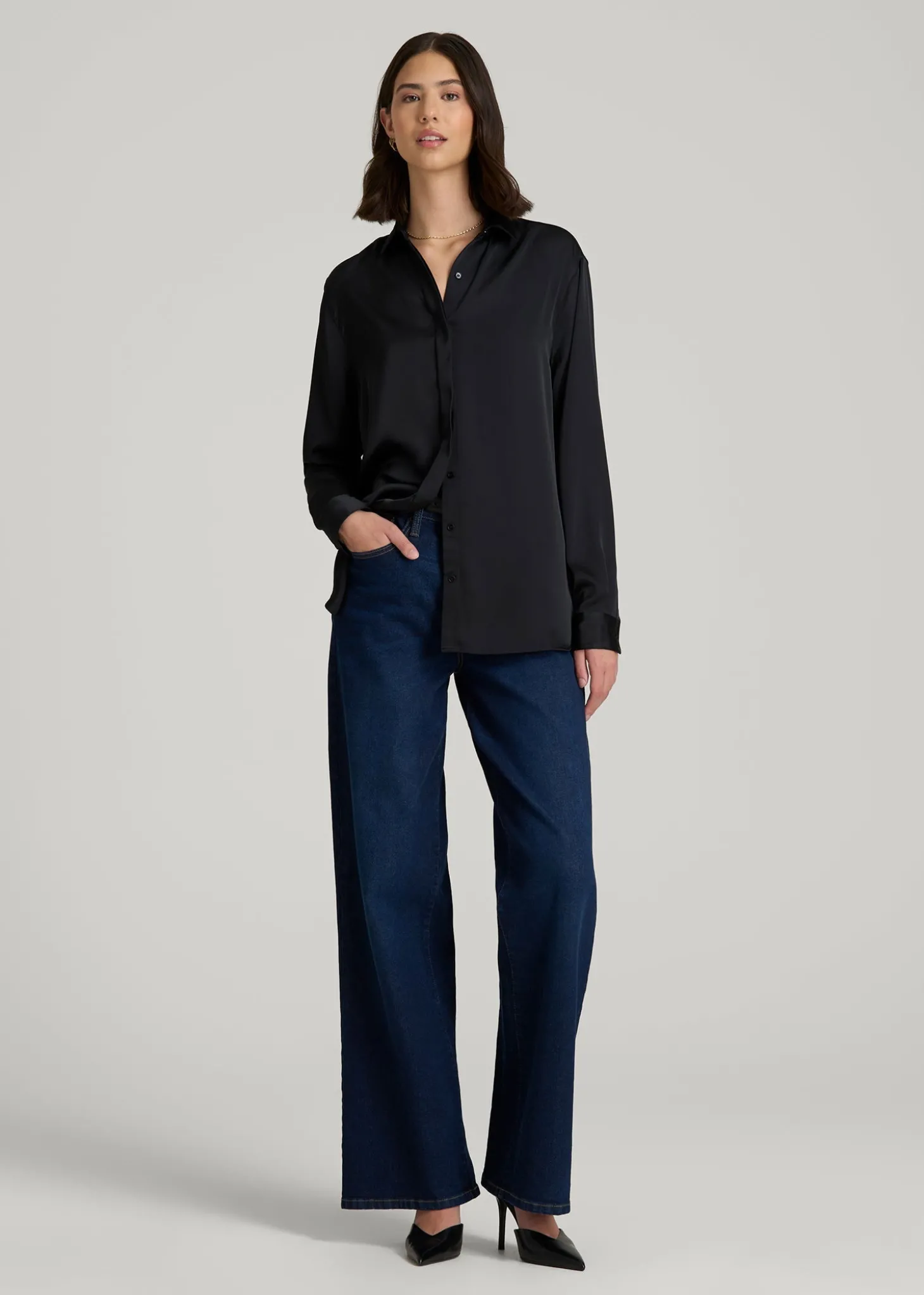 Relaxed Button-Up Blouse for Tall Women