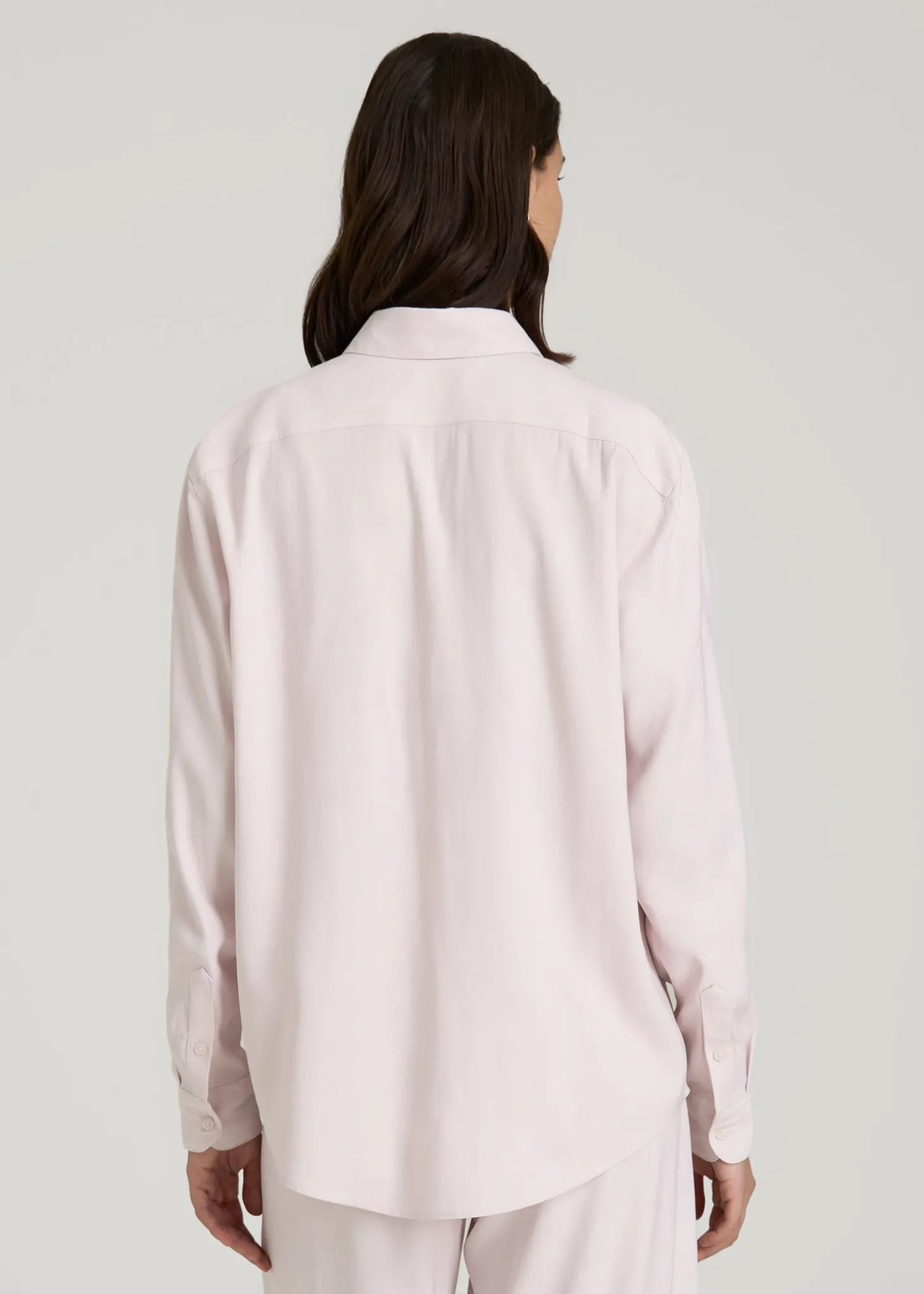 Relaxed Button-Up Single-Pocket Blouse for Tall Women