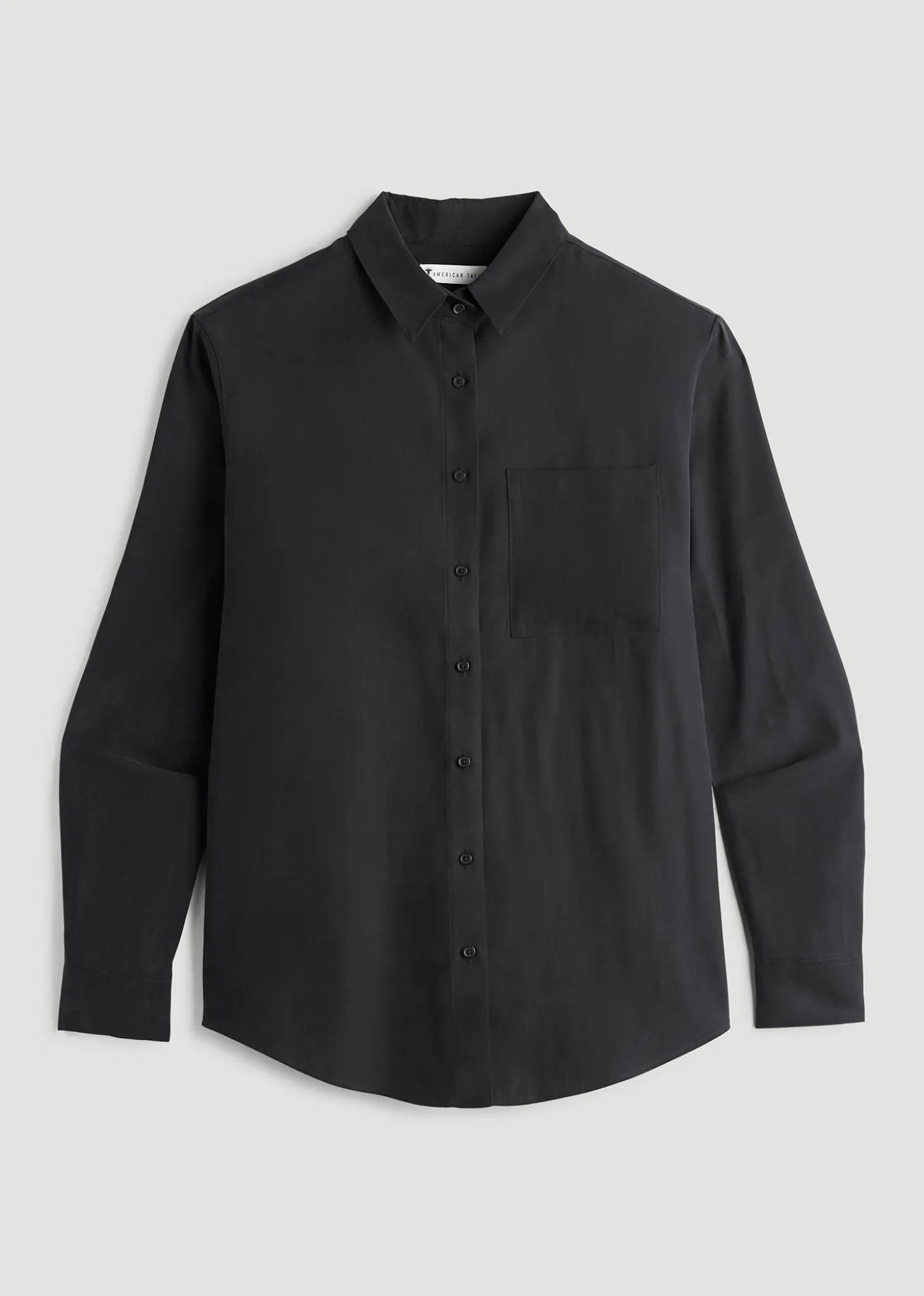 Relaxed Button-Up Single-Pocket Blouse for Tall Women