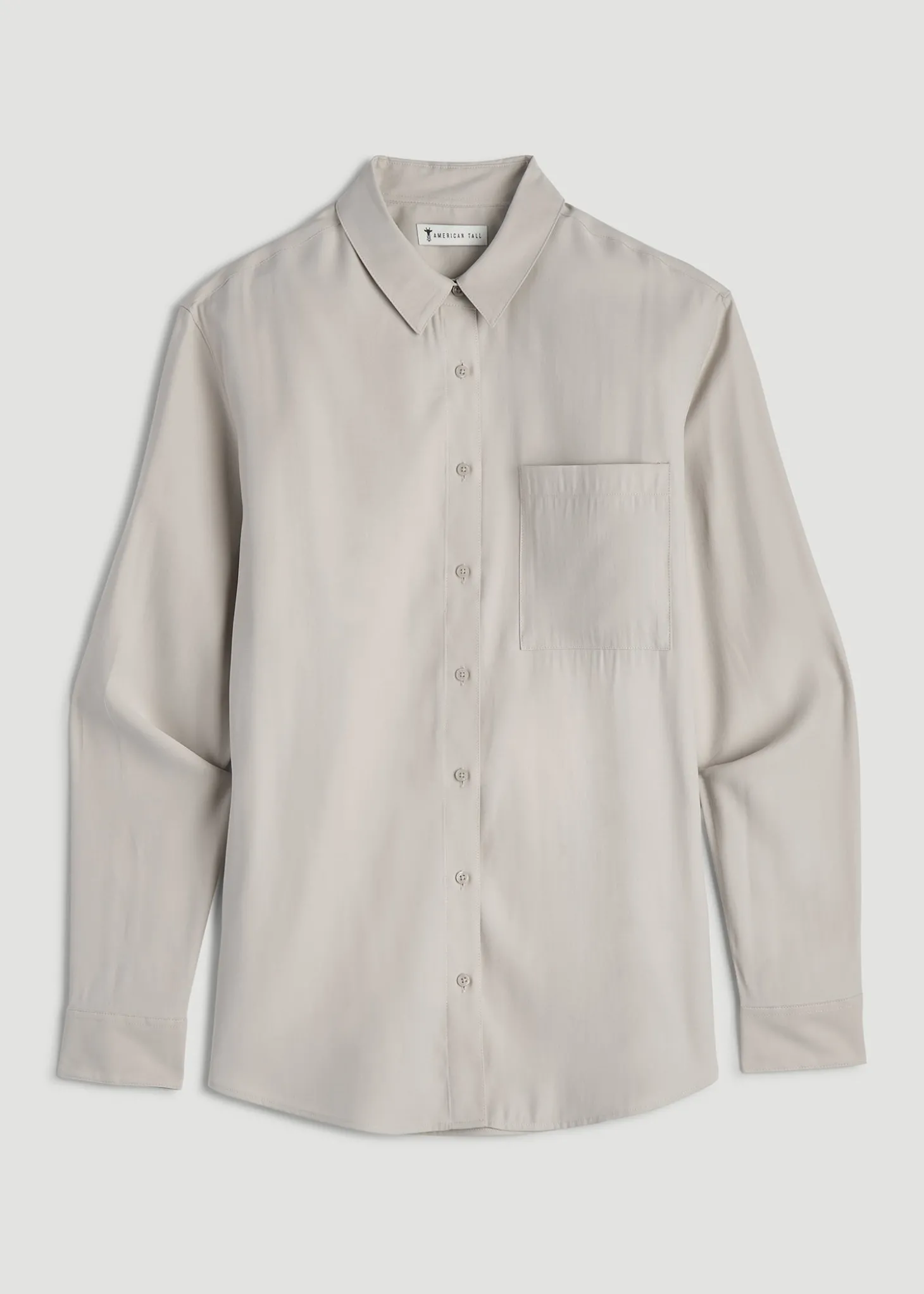 Relaxed Button-Up Single-Pocket Blouse for Tall Women