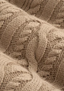 Relaxed Cotton Cable Knit Cardigan for Tall Women
