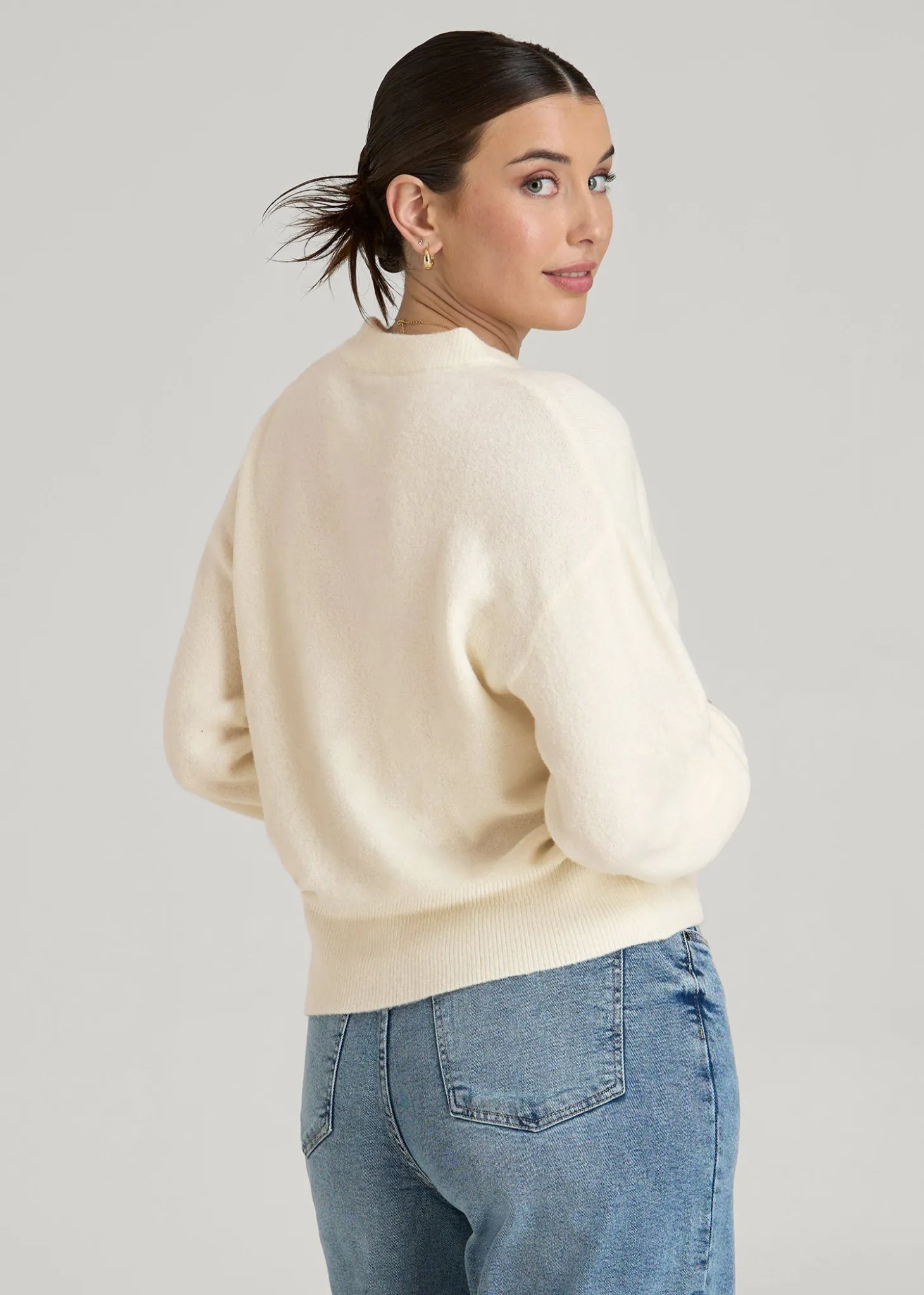 Relaxed Crewneck Wool Blend Sweater for Tall Women