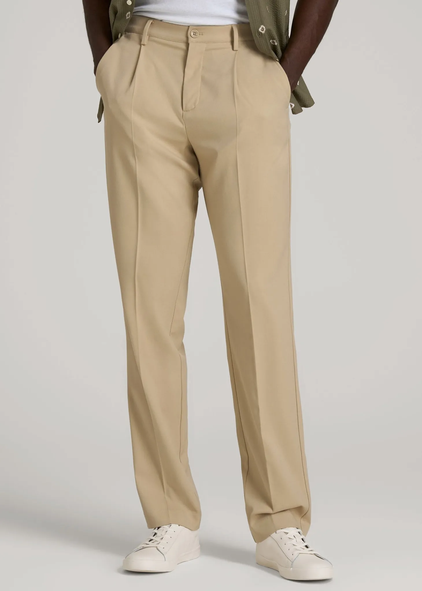 Relaxed Pleated Trousers for Tall Men