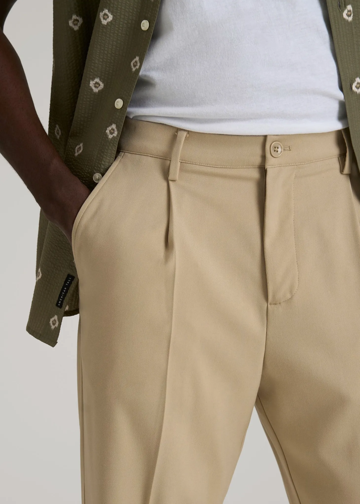 Relaxed Pleated Trousers for Tall Men