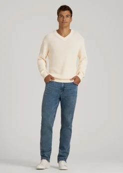 Ribbed Knit V-Neck Sweater for Tall Men