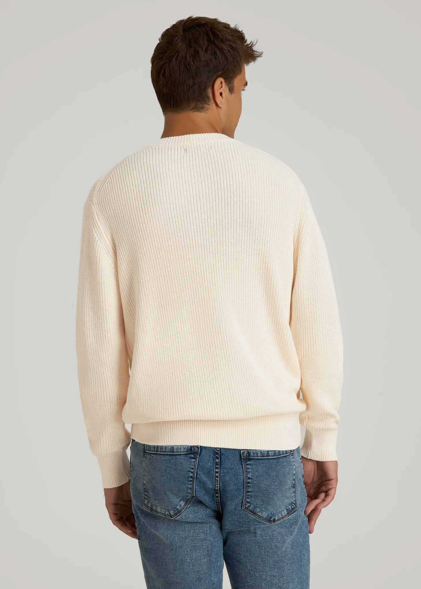 Ribbed Knit V-Neck Sweater for Tall Men