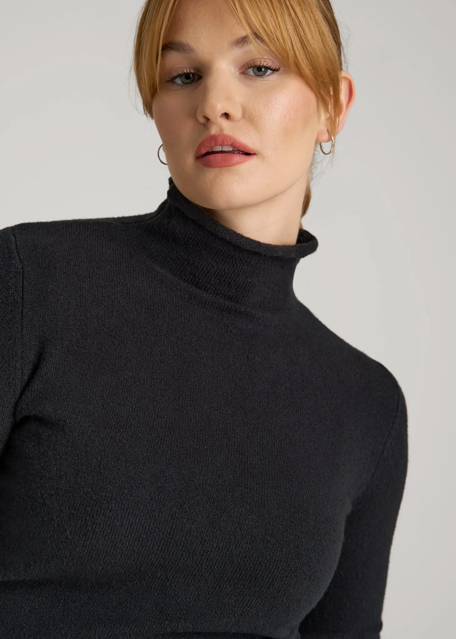 Rolled Mock Neck Sweater for Tall Women
