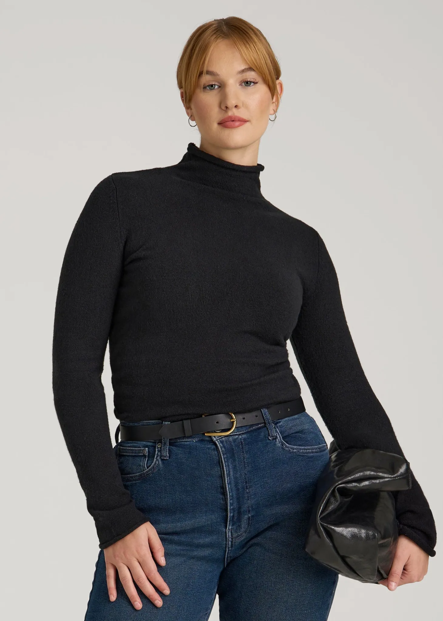 Rolled Mock Neck Sweater for Tall Women