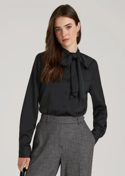 Satin Blouse With Bow for Tall Women