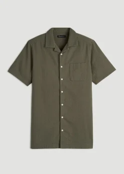Seersucker Camp Collar Short Sleeve Shirt for Tall Men