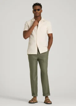 Seersucker Camp Collar Short Sleeve Shirt for Tall Men