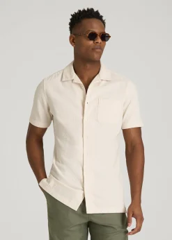 Seersucker Camp Collar Short Sleeve Shirt for Tall Men