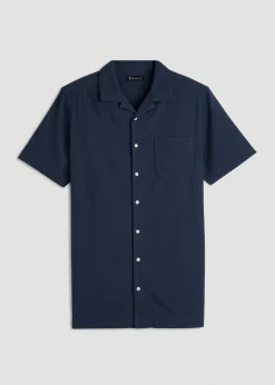 Seersucker Camp Collar Short Sleeve Shirt for Tall Men