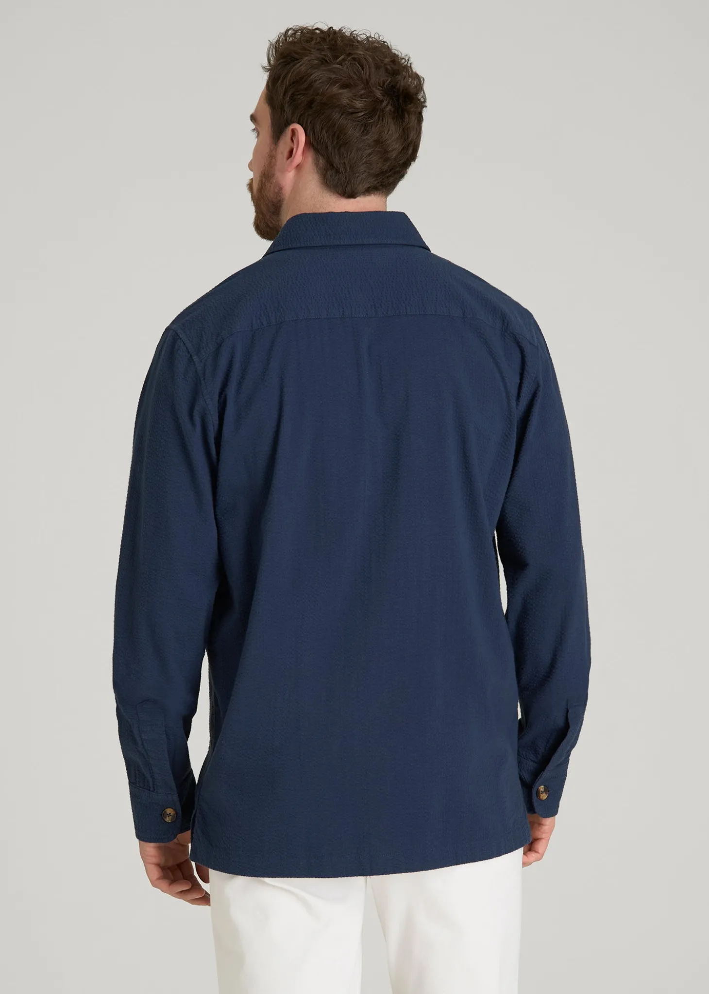 Seersucker Overshirt for Tall Men